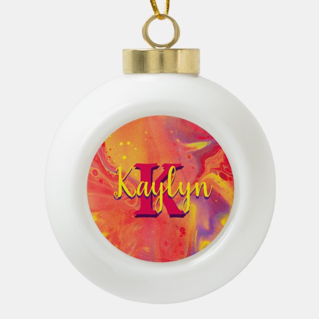 Lila Flusskunst des Wilden Roten Flusses Keramik Kugel-Ornament (Vorderseite)