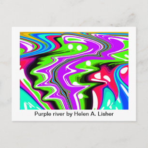 Lila Flusskunst Postkarte