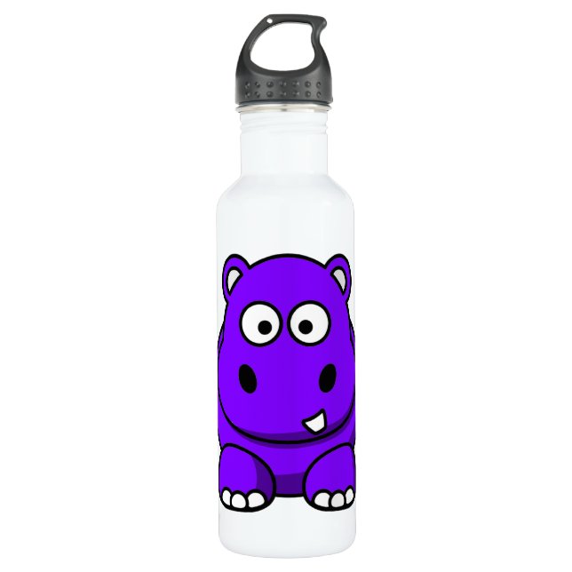 Lila Flusspferd Trinkflasche (Vorderseite)