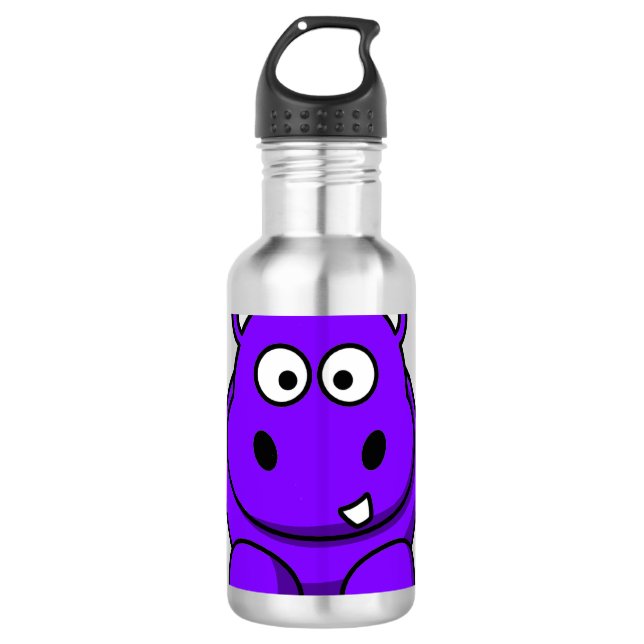 Lila Flusspferd Trinkflasche (Vorderseite)
