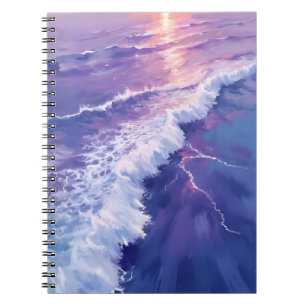 Lila Flut   Ozeanwellen Aquarellmalerei Notizblock