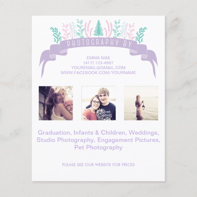 Lila Flyer für Blumenfotografie (Vorne)