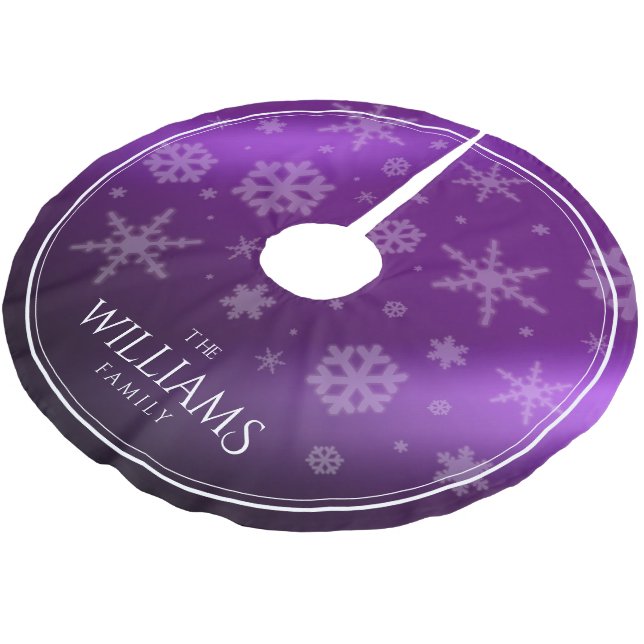 Lila Foil Schneeflocken Polyester Weihnachtsbaumdecke (Schrägansicht)