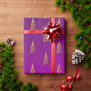 Lila Foil stilisierte Weihnachtsbaumwrapping Paper Geschenkpapier