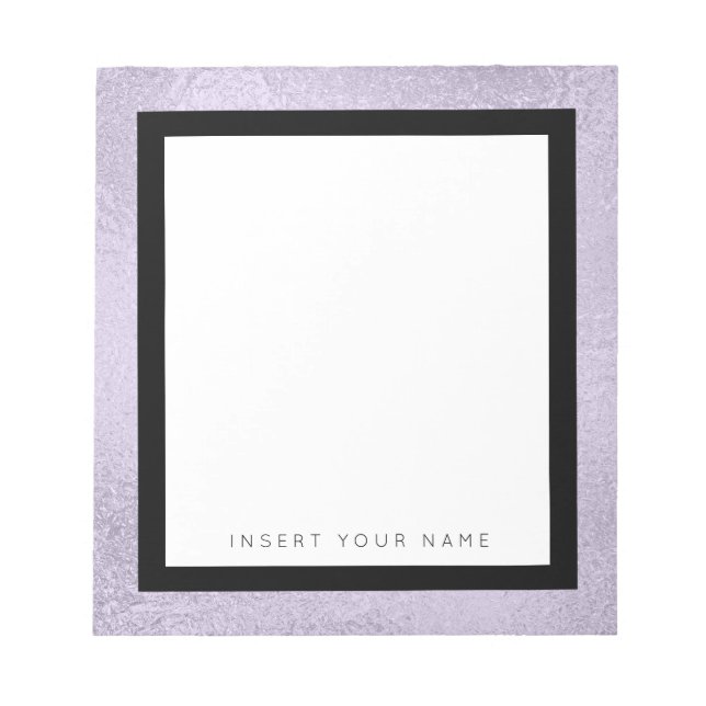 Lila Folie und schwarze Grenze Notepad 5.5" x 6" Notizblock (Vorderseite)