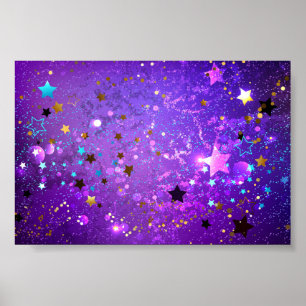 Lila Folienhintergrund mit Sternen Poster