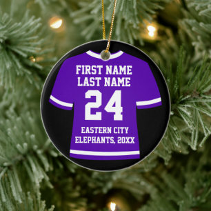 Lila Football Soccer Hockey Sports Jersey Keramik Ornament