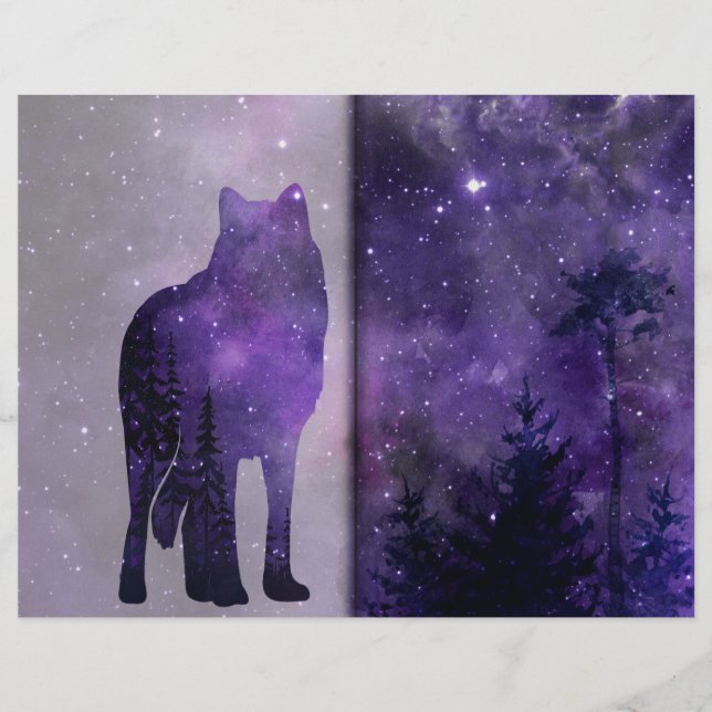 Lila Forest Wolf Scrapbook Seiten (Vorderseite)