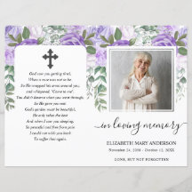 Lila Foto-Beerdigungsprogramm