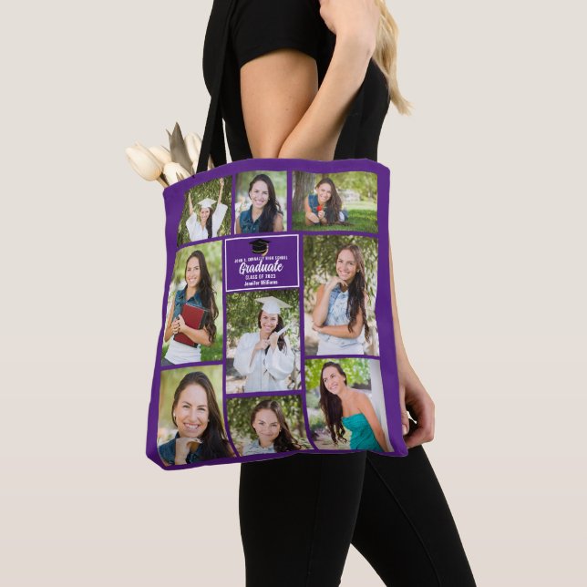 Lila Foto Collage Abschluss Geschenk für Hochschul Tasche (Von Nahem)