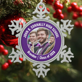 Lila Foto für die Hochschule Schneeflocken Zinn-Ornament