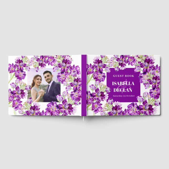 Lila Foto für kinderlose Blume Gästebuch (Voll)