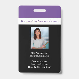 Lila Foto-ID-Lehrer für Schulmitarbeiter Ausweis