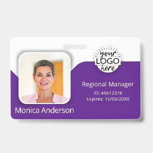 Lila Foto-ID Name QR Bar-Code Ausweis