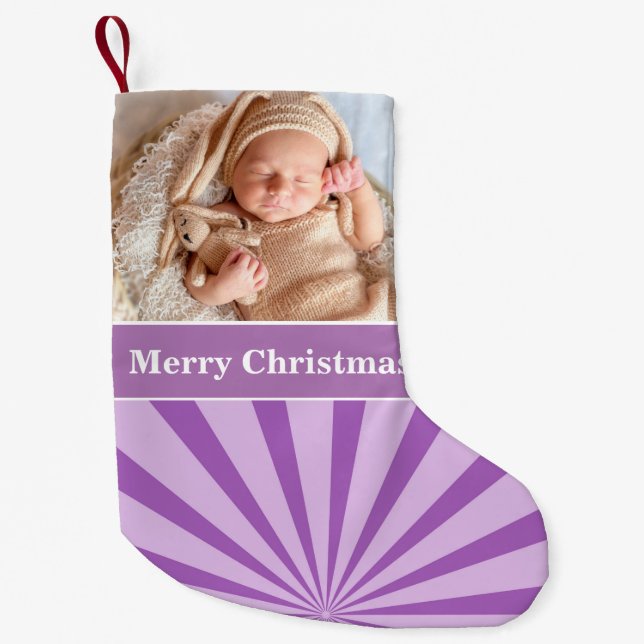 Lila Foto Kleiner Weihnachtsstrumpf (Vorderseite)