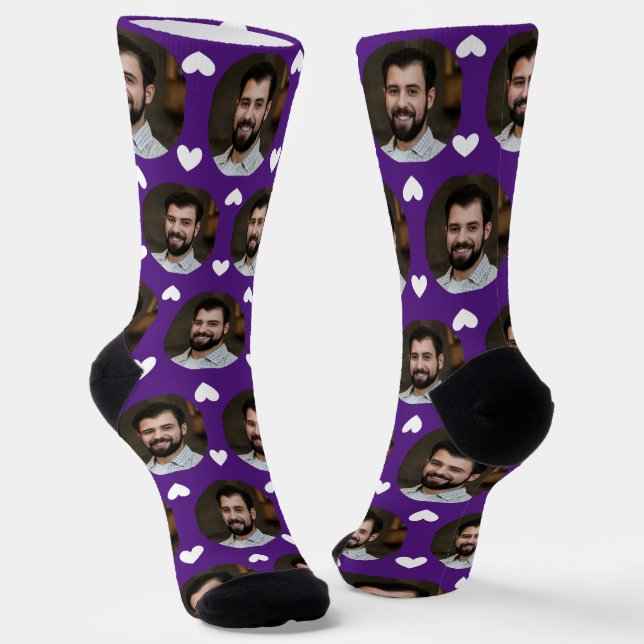 Lila Foto von Boyfriend For Girlfriend Hearts Socken (Gewinkelt)
