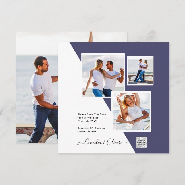 Lila FOTO-WEDING-QR-Code Rett (Vorne/Hinten)