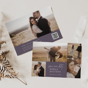 Lila Fotomaterial für moderne Chic Pflaume Save The Date