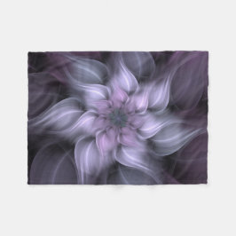 Lila Fraktal-Blume Fleecedecke