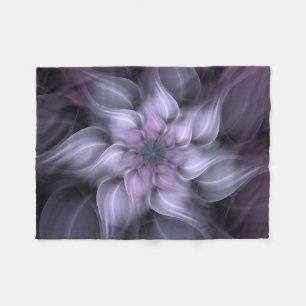 Lila Fraktal-Blume Fleecedecke
