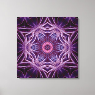 Lila Fraktal Hexagon Star Leinwand