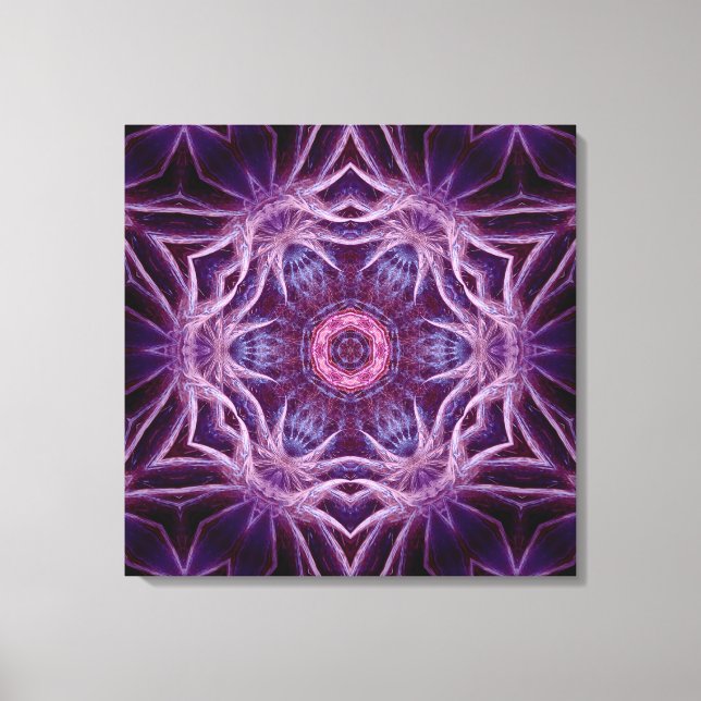 Lila Fraktal Hexagon Star Leinwand (Vorderseite)