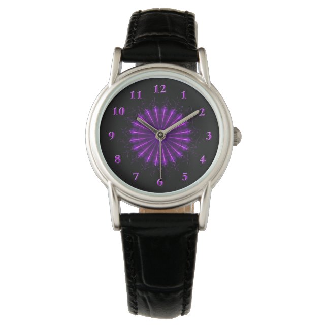 Lila Fraktal Mandala (42) eWatch Armbanduhr (Vorderseite)