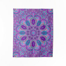 Lila Fraktal Mandala Tapestes
