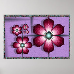 Lila Fraktalblumen Poster