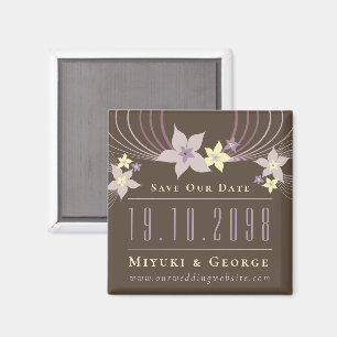 Lila Frangipani-Hochzeit Save The Date Magnet