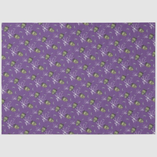 💜 Lila Frankenstein-Tissue Paper 💀 🎃 Seidenpapier (Vorderseite)