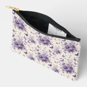 Lila französisches Land Toile Fleur Schmetterlinge Zubehörtasche