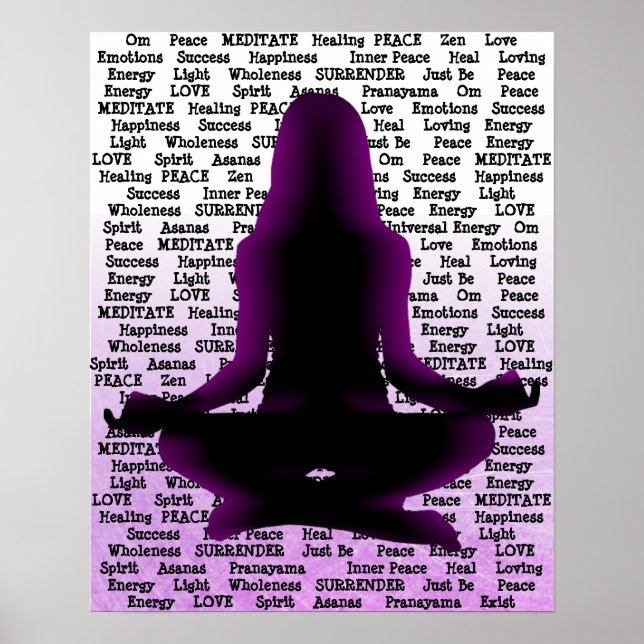 Lila Frau vermittelt Yoga-Poster Poster (Vorne)