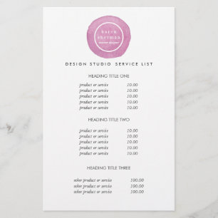 Lila Frauenlogo Preise und Dienstleistungen Flyer