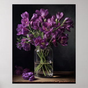 Lila Freesia Blume Art Print Poster