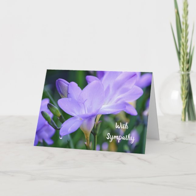 Lila Freesia Blume Tep Drop Beileid Note Card Dankeskarte (Vorderseite)