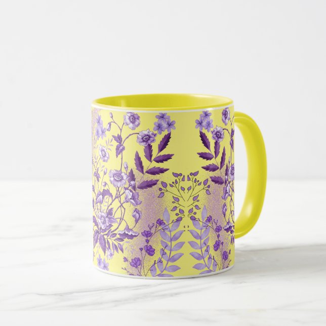 Lila Freude mit einem gelben Schlag Tasse (VorderseiteRechts)