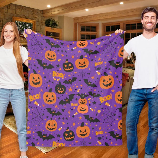 Lila Freude Niedlich und gemütlich Halloween-Thema Fleecedecke (Purple Delight Cute And Cozy Halloween Themed Fleece Blanket)