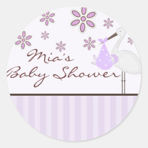 lila Freudenbündel Babyduschenaufkleber Runder Aufkleber