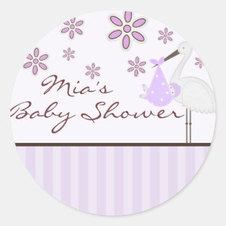 lila Freudenbündel Babyduschenaufkleber Runder Aufkleber
