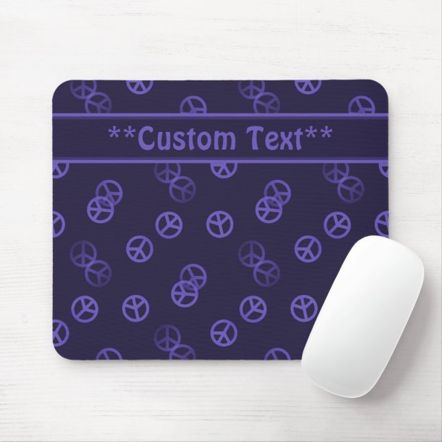 Lila Friedenszeichen mit benutzerdefiniertem Text Mousepad (Mit Mouse)