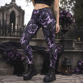 Lila Friedhof Rose Gothic Occult Leggings