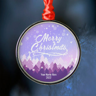 Lila Friedliche Schneewald-Weihnachtsdekoration 20 Ornament Aus Metall