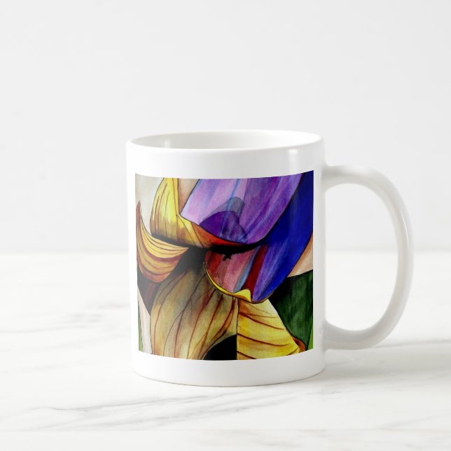 Lila Fritilla Blume Originale Kunst Aquarell Kaffeetasse (Rechts)