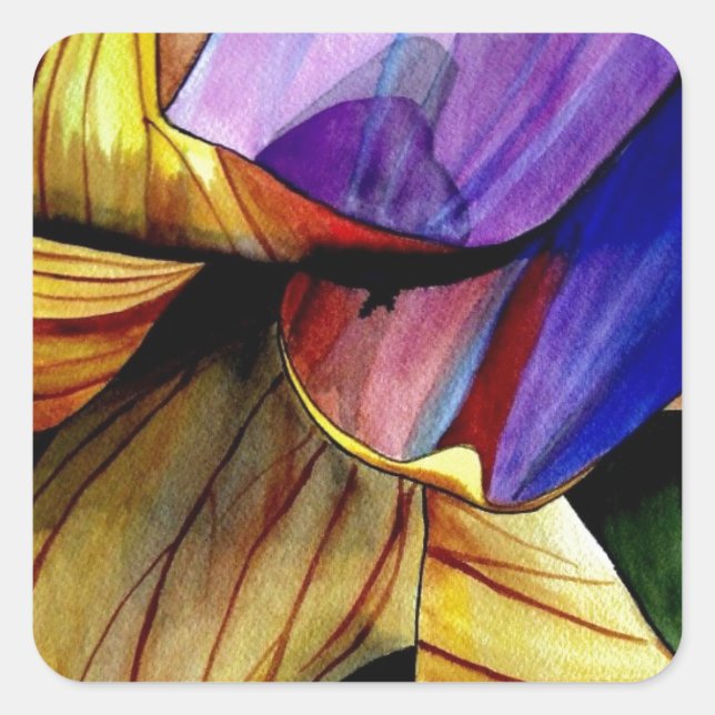 Lila Fritilla Blume Originale Kunst Aquarell Quadratischer Aufkleber (Vorderseite)