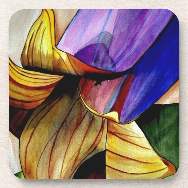 Lila Fritilla Blume Originale Kunst Aquarell Untersetzer (Vorderseite)