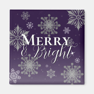 Lila fröhliche und helle Schneeflocken Weihnachten Magnet