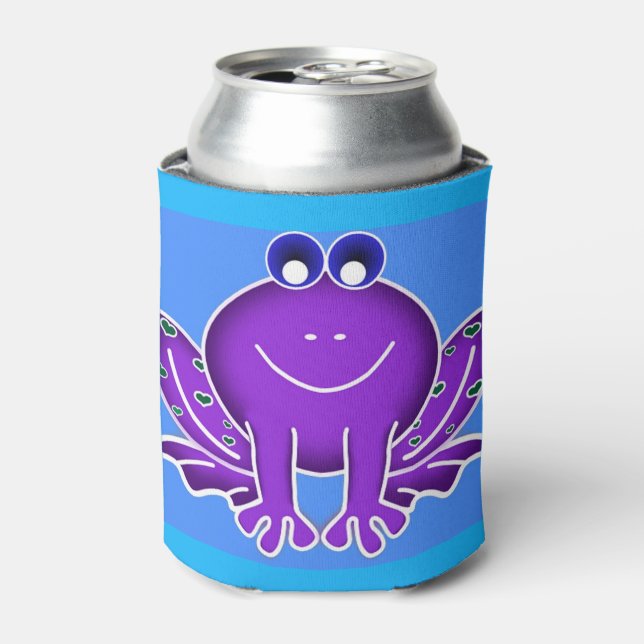 lila Frosch lächeln Dosenkühler (Kanne Vorderseite)