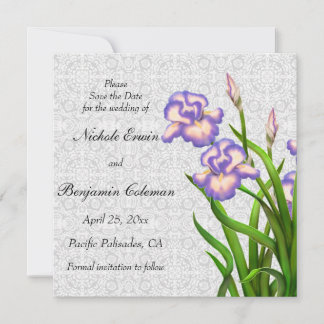 Lila Frühjahr-Iris-Blume Save the Date