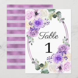 Lila Frühjahrsflorale Hochzeit-Tischnummer Einladung